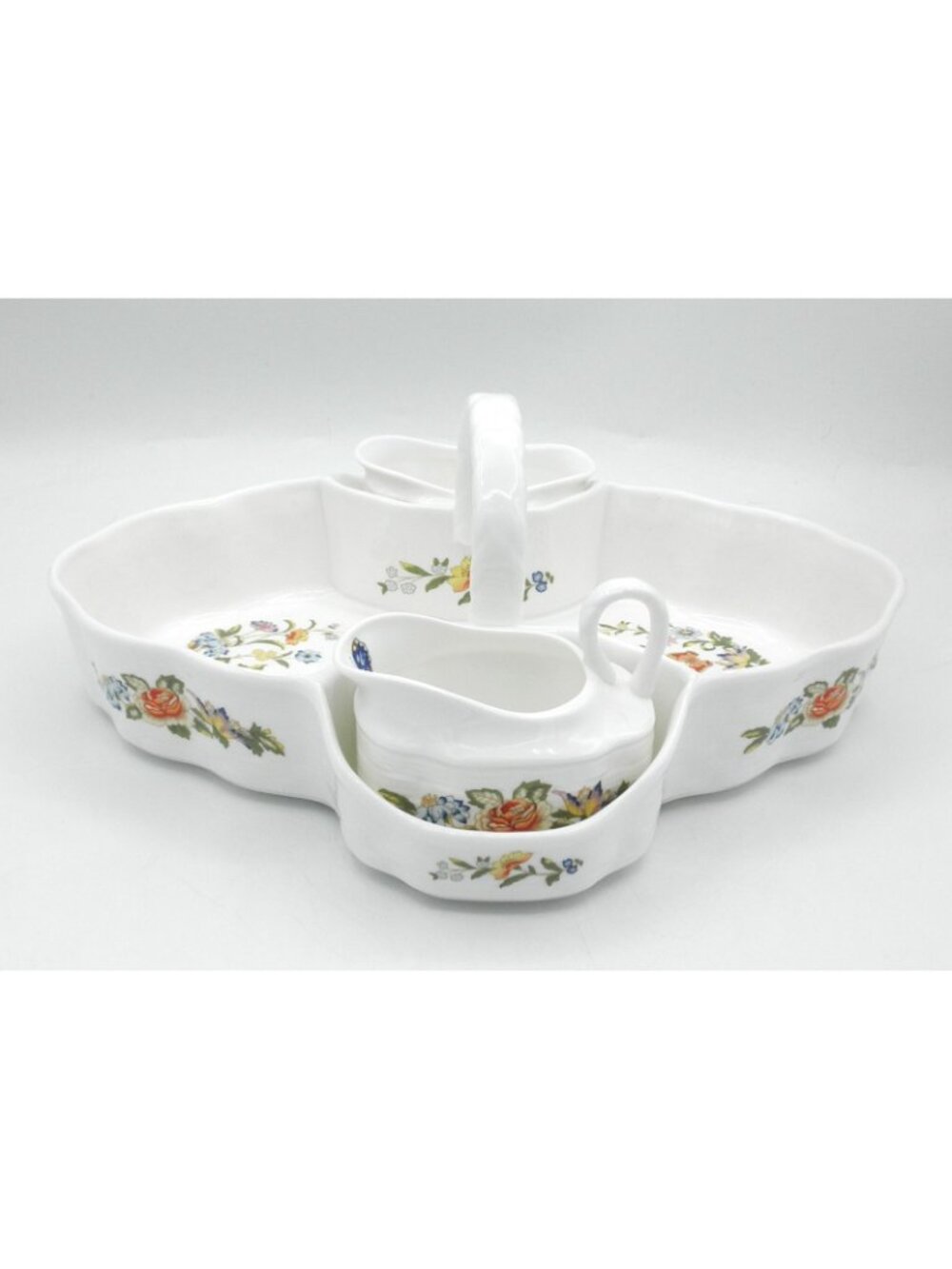 Cottage Garden by Aynsley Strawberry Basket with Cream and Sugar Set of 3 AYNOGA - Picture 4 of 13